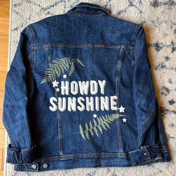 Old Navy Jackets & Blazers - Handpainted Jean Jacket “Howdy Sunshine”